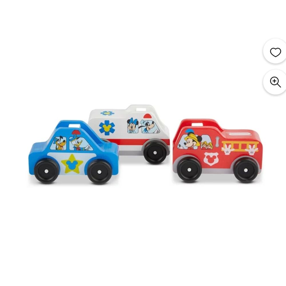 Melissa & Doug x Disney Mickey Characters Wooden Rescue Vehicles Play Set